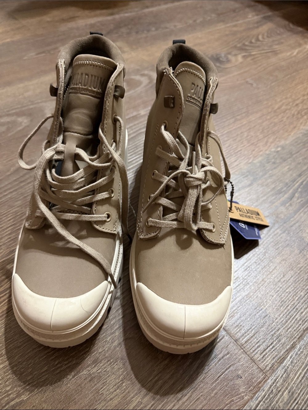 Palladium Women's  Taupe/Tan High-Top Canvas Boots, NEW!